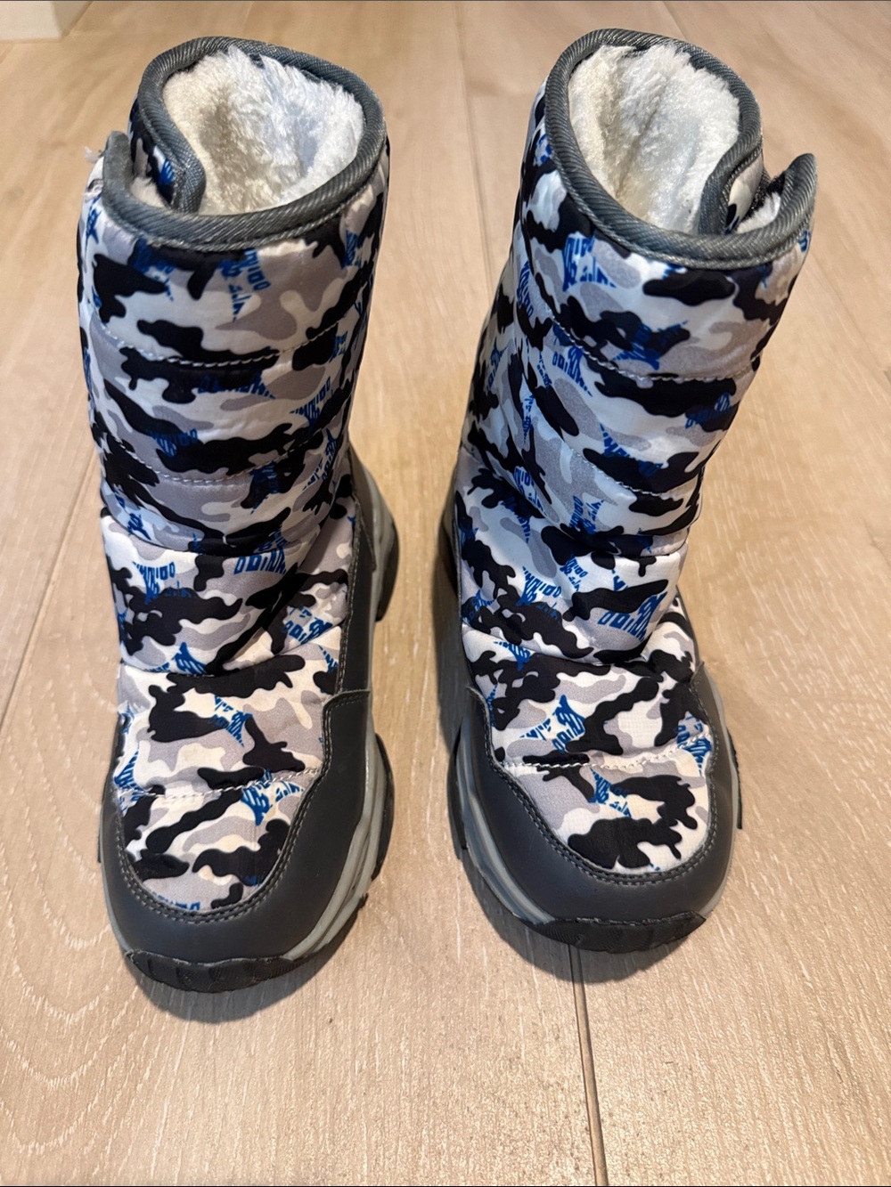 Kids Winter Snow Boots - Blue Camouflage